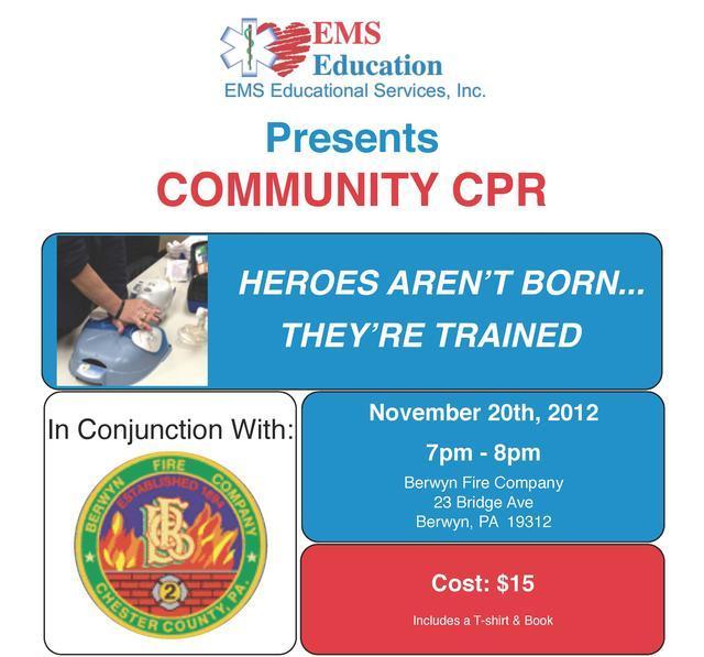 Community CPR Class at Berwyn's Firehouse Berwyn Fire Company